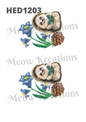 Hedgehog Reading & Blue Flowers Decoupage Rice Paper - HED 1203