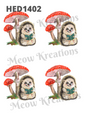 Cute Hedgehog Reading & Toadstools Decoupage Rice Paper - HED 1402