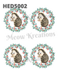 Hedgehog Christmas Holly Wreath Decoupage Rice Paper - HED 5002