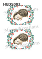 Hedgehog & Christmas Holly Decoupage Rice Paper - HED 5003