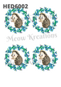 Hedgehog Bluebell Wreath Decoupage Rice Paper - HED 6002