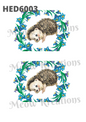 Hedgehog Bluebell Wreath Decoupage Rice Paper - HED 6003