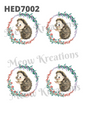 Hedgehog Floral Wreath Decoupage Rice Paper - HED 7002