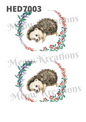 Hedgehog Floral Wreath Decoupage Rice Paper - HED 7003