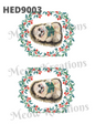 Hedgehog Reading a Book Holly Wreath Decoupage Rice Paper - HED 9003