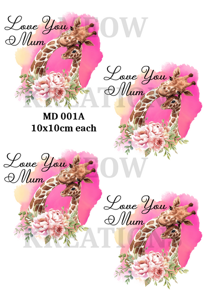 Mum Giraffe Mother & Baby Decoupage Rice Paper - MD 001A