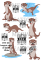 Funny Cartoon Otters Decoupage Rice Paper - OTT 401