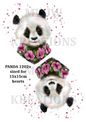 Floral Panda Heart Decoupage Rice Paper - PANDA 1202a