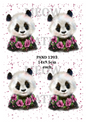 Panda With Pink Flowers Decoupage Rice Paper - PAND 1203