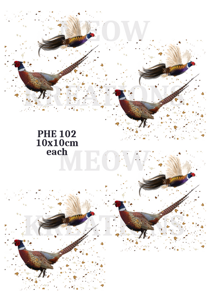 Flying & Standing Pheasants Decoupage Rice Paper - PHE 102