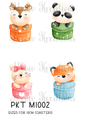 Cute Animals in Pockets Decoupage Rice Paper - PKTM 1002