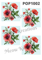 Red Poppies & Greenery Decoupage Rice Paper - POP 1002