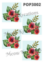 Red Poppies & Greenery Decoupage Rice Paper - POP 3002