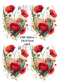 Watercolour Poppy Hearts Decoupage Rice Paper - POP 5001a
