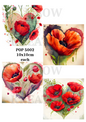 Watercolour Poppy Hearts Decoupage Rice Paper - POP 5002