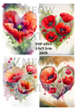 Watercolour Poppy Hearts Decoupage Rice Paper - POP 6001
