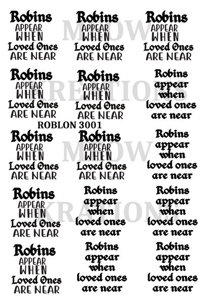 Robin Bird Memorial Decoupage Rice Paper - ROBLON 3001