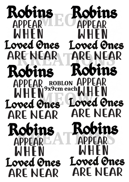 Robin Bird Memorial Decoupage Rice Paper - ROBLON 3002