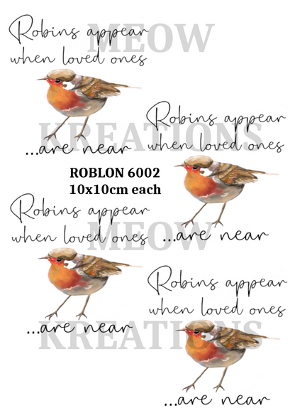 Robin Bird Memorial Decoupage Rice Paper - ROBLON 6002