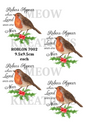 Robin Bird Memorial Decoupage Rice Paper - ROBLON 7002