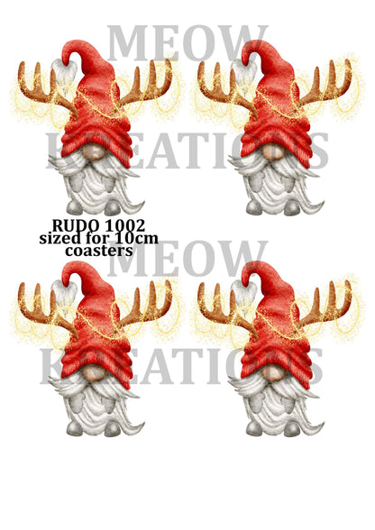 Gonk Reindeer Christmas Decoupage Rice Paper - RUDO 1002