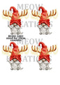 Gonk Reindeer Christmas Decoupage Rice Paper - RUDO 1002
