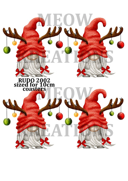 Gonk Reindeer Christmas Decoupage Rice Paper - RUDO 2002