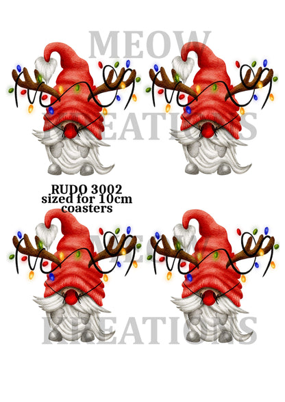 Gonk Reindeer Christmas Decoupage Rice Paper - RUDO 3002
