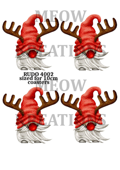 Gonk Reindeer Christmas Decoupage Rice Paper - RUDO 4002