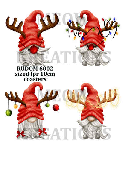 Gonk Reindeer Christmas Decoupage Rice Paper - RUDOM 6002