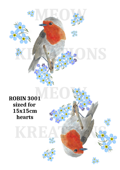 Robin Bird Memorial Decoupage Rice Paper - ROBIN 3001