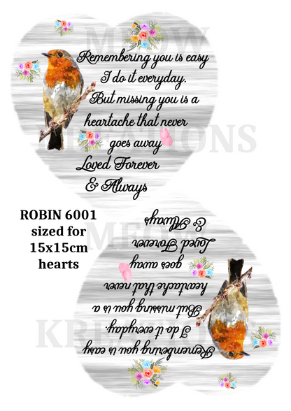 Robin Bird Memorial Decoupage Rice Paper - ROBIN 6001