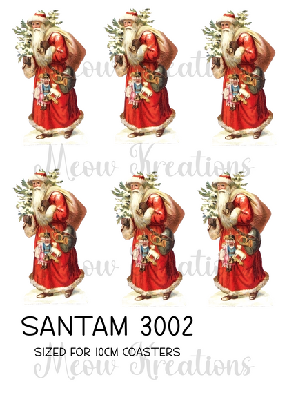 Vintage Father Christmas Decoupage Rice Paper - SANTAM 3002