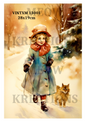 Vintage Girl & Cat Christmas Decoupage Rice Paper - VINTXM 13001