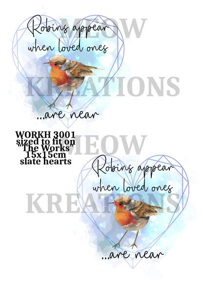 Robin Bird Memorial Decoupage Rice Paper - WORKH 3001