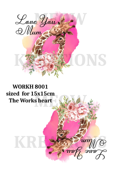 Mum Giraffe Mother and Baby Decoupage Rice Paper - WORKH 8001