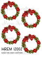 Christmas Ribbon & Poinsettia Wreath Decoupage Rice Paper - WREM 12002