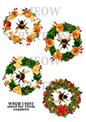 Bee Christmas Wreath Decoupage Rice Paper - WREM 14002