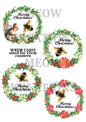 Bee Christmas Flower Wreath Decoupage Rice Paper - WREM 15002