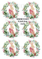 Christmas Rabbit & Foliage Wreath Decoupage Rice Paper - WREM 21001