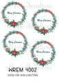 Merry Christmas Poinsettia & Foliage Wreath Decoupage Rice Paper - WREM 4002