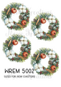 Christmas White Flower & Foliage Wreath Decoupage Rice Paper - WREM 5002