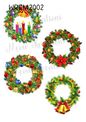 Christmas Candle Bell & Foliage Wreath Decoupage Rice Paper - WREM 2002