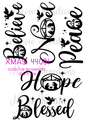 Noel, Believe, Hope, Peace, Blessed Christmas Decoupage Rice Paper - XMAS 44001