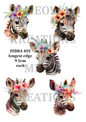 Zebra Floral Crown Safari Decoupage Rice Paper - ZEBRA 402