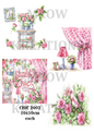 Shabby Chic Pink Roses Squares Decoupage Rice Paper – CHIC 2002