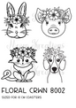 Floral Crown Animals Decoupage Rice Paper - FLORAL CRWN 8002