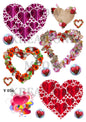 Floral & Patterned Hearts Decoupage Rice Paper - V056